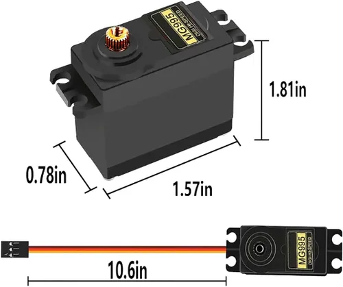 Miniatura 7 de Paquete de 4 servomotores MG995 de 1.94 oz de engranaje de metal servo motor digital para Arduino Futaba JR RC helicóptero coche barco robot