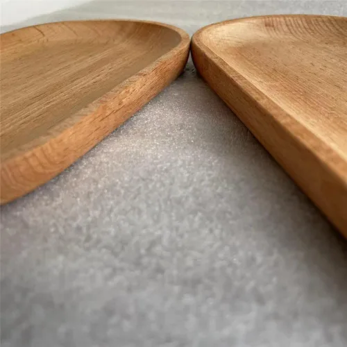 Miniatura 8 de Juego de 2 mini bandejas para servir joyas y monedas, bandeja ovalada de madera natural para postres, plato pequeño de queso de madera, bandeja