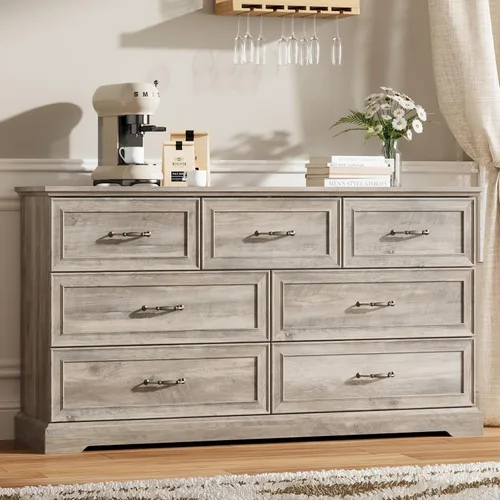 Miniatura 12 de Thacuok Cómoda de 3 cajones para dormitorio, cómoda de madera de 24 pulgadas de ancho, cómoda rústica de granja con cajones grandes y asas de metal