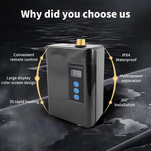Miniatura 6 de Calentador de agua eléctrico sin depósito 110V 3000W debajo del fregadero, calentador de agua caliente instantáneo bajo demanda para cocina y baño
