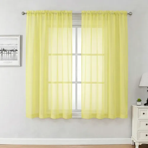 Miniatura 199 de Aiyufeng 2 paneles de cenefa transparente negra de 14 pulgadas de largo, cortinas cortas negras transparentes para dormitorio, cortinas de cocina