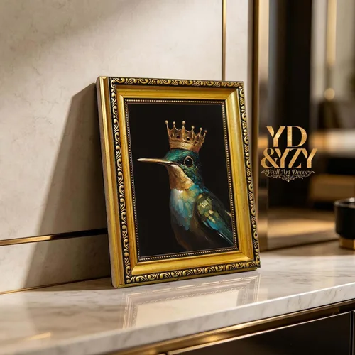 Miniatura 6 de YD&YZY Arte de pared de rana divertida para baño con marco dorado, lienzo de rana en el inodoro leyendo periódico, decoración de pared, pintura