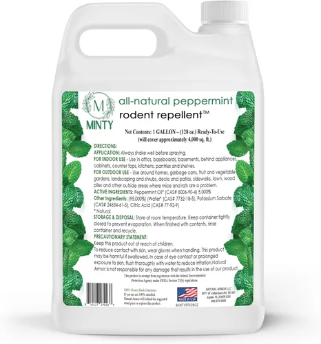 Miniatura 2 de Minty Repelente de roedores, espray de aceite de menta natural al 5% para ratones, ratas, ardillas y roedores, en interiores y exteriores, uso