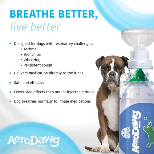 Miniatura 2 de AeroDawg Espaciador inhalador de cámara de aerosol canino original para perros pequeños y cachorros con indicador exclusivo Flow-VU*