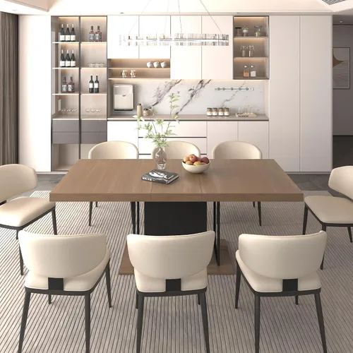 Miniatura 2 de KEIKI Mesa de comedor extensible de 62.99 a 78.7 pulgadas, moderna mesa de cocina extensible de granja para 6 a 10 personas, mesa de conferencia