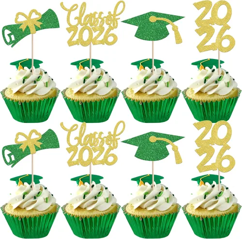 Miniatura 17 de 1 pieza de decoración para pastel de clase 2025 con purpurina, tapa de graduación 2025, decoración de pastel de felicitaciones para 2025, decoración