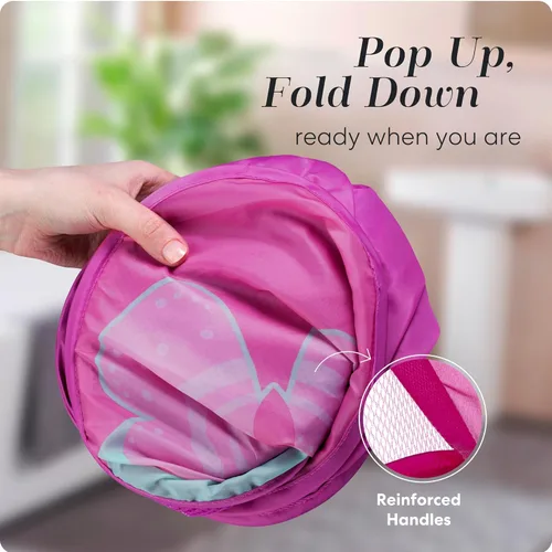 Miniatura 3 de Cesta de malla para ropa sucia, desplegable, amplia apertura, bolsillo lateral, transpirable, resistente, plegable, diseño que ahorra espacio