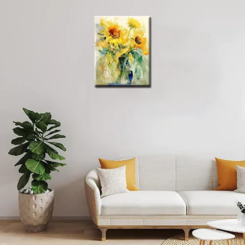 Miniatura 4 de Tucocoo Kits de pintura por números de girasoles de 16 x 20 pulgadas, lienzo digital para adultos, pintura al óleo digital con pinceles y pigmento