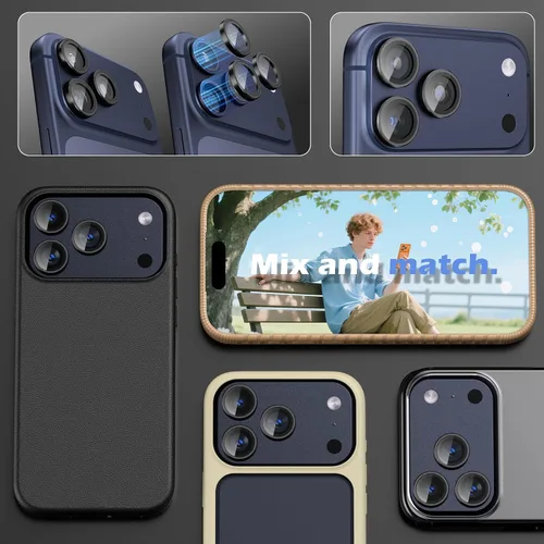 Miniatura 8 de CloudValley Protector de lente de cámara para iPhone 17 Pro/iPhone 17 Pro Max, [Instalación en 1 segundo] Cubierta de vidrio templado Ultra-HD, Negro