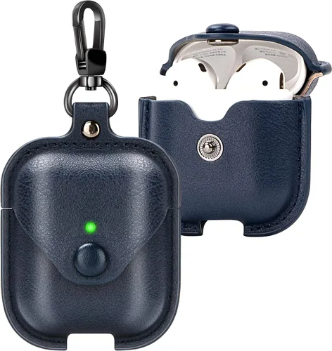 Miniatura 7 de Funda de cuero para Airpods con llavero, funda protectora de cuero vintage portátil a prueba de golpes para Apple AirPods 1 y AirPods 2 funda