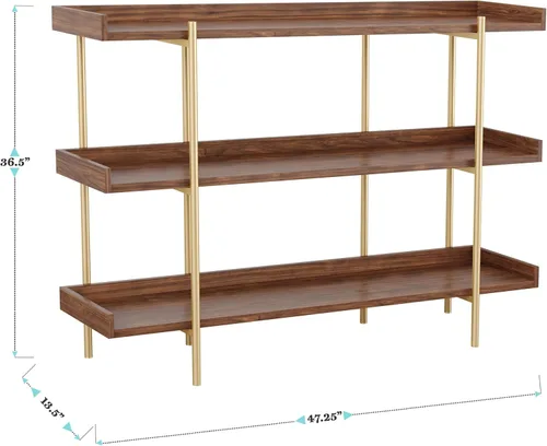 Miniatura 3 de Martha Stewart Emmett - Estantería de 3 estantes con marco de metal vertical, unidad de almacenamiento para oficina en casa, 35 pulgadas de alto