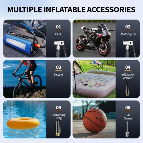 Miniatura 7 de Arrancador de emergencia con compresor de aire, arrancador de batería de coche de 2500A, kit de cables de puente reforzador de coche de 12V