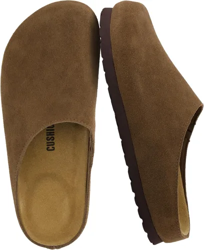 Miniatura 11 de CUSHIONAIRE Lute - Zuecos de piel de gamuza auténtica para mujer para interiores y exteriores, cómodos zuecos para mujer con plantilla acolchada