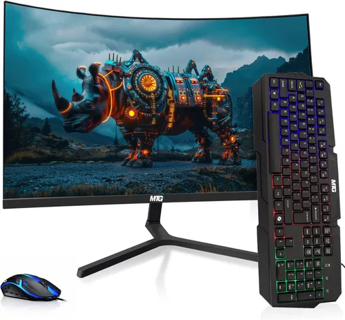 Miniatura 20 de MTG - Monitor curvo de 27 pulgadas, pantalla Full HD 1080P sin marco, audio HDMI DP USB, desenfoque de bajo movimiento, montaje VESA, combo