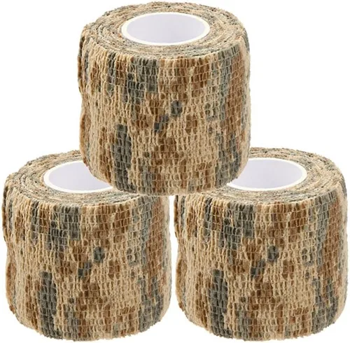 Miniatura 7 de Cinta envolvente autoadhesiva de camuflaje para protección de 5 cm x 4,5 m. Cinta de camuflaje discreta de tela no tejida. Vendaje elástico