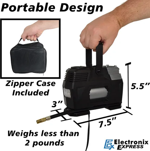 Miniatura 7 de Inflador de neumáticos portátil de 100 PSI Compresor de aire digital para neumáticos, bicicletas, bolas e inflables - Se conecta a la salida