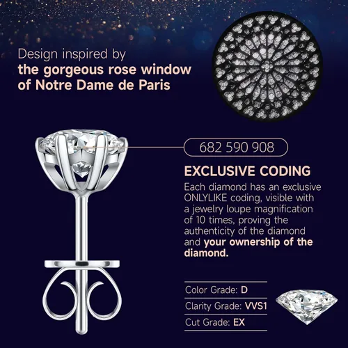 Miniatura 3 de Aretes para mujer, regalos para esposa y mamá, aretes de moissanita de 0.6 quilates y 3 quilates, regalo de joyería de aniversario para esposa