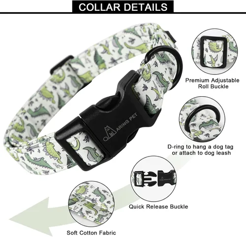 Miniatura 2 de Aring Pet Collar de algodón, ligero y ajustable, con hebilla de liberación rápida para perros pequeños, medianos y grandes, para cachorros, XS