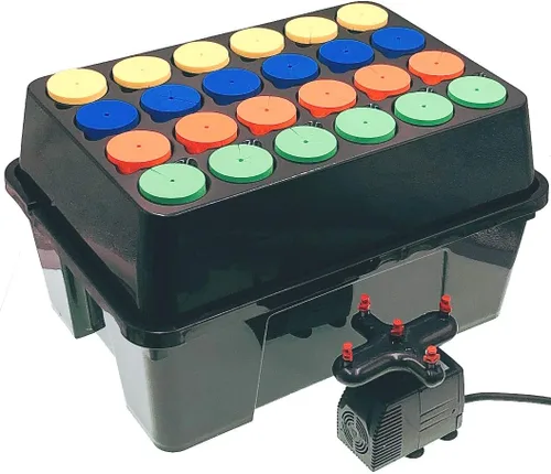 HORTIPOTS Máquina Clonadora Aeropónica de 24 Espacios para Enraizamiento de Cortaduras Usando Insertos de Neopreno de 2 Pulgadas o Collares de Clon