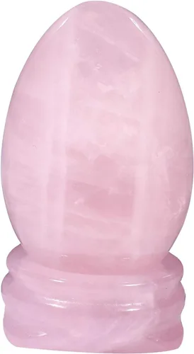 Amogeeli Figura de esfera de huevo de cristal curativo con soporte de piedra, escultura de piedra en forma de huevo para decoración del hogar