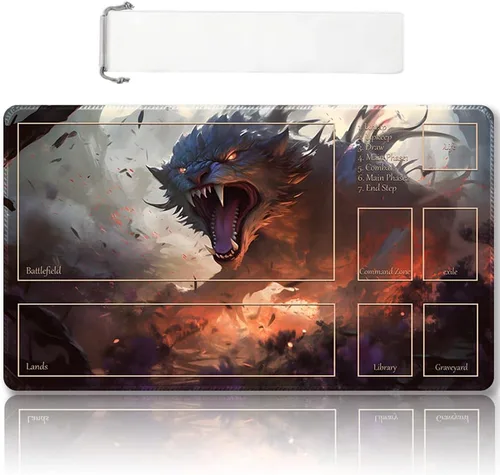 Miniatura 47 de Tapete de juego MTG cosido de alta calidad con zonas y respaldo de goma antideslizante, tapete de juego TCG para MTG y otros juegos de cartas, Dkt