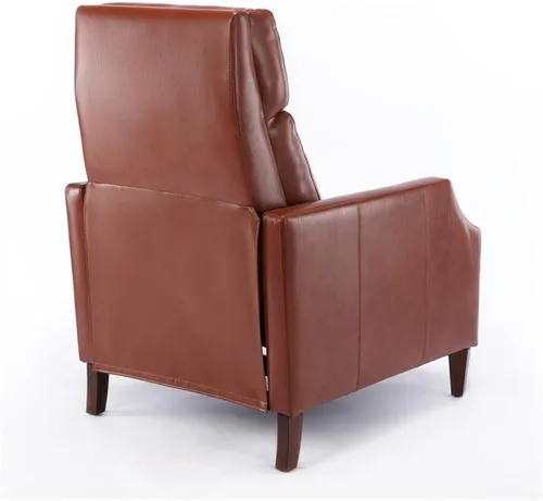 Miniatura 9 de Balantyne - Sillón reclinable de piel sintética color caramelo con patas de madera