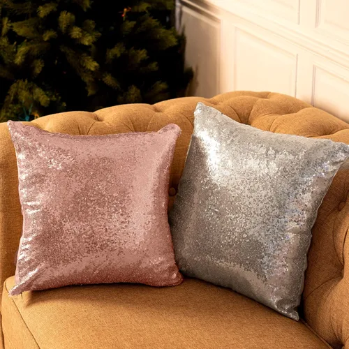 Miniatura 5 de 4 fundas de almohada de lentejuelas y esponjosas de piel sintética de 18 x 18 pulgadas, fundas de almohada decorativas con purpurina para sofá