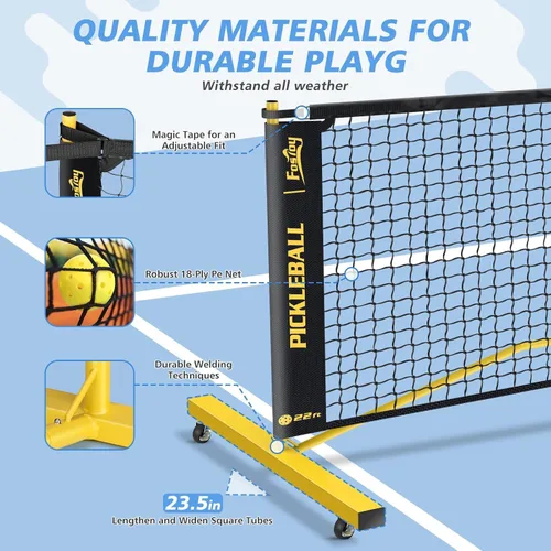Miniatura 5 de Pickleball Net Set with 4 Fiberglass Paddles, Portable Pickleball Set with 4 Fiberglass Paddles, 6 Balls & Carry Bag, Easy Setup for Driveway
