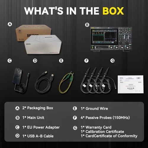 Miniatura 6 de RIGOL Osciloscopio digital DHO914S 125 MHz 4-Ch + 16 Digital 1.25 GSa/s 12-bit 50 Mpts UltraAcquire 1,000,000 wfms/s AFG + Bode Plot LAN/USB/HDMI
