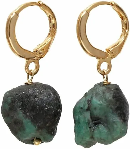 Miniatura 26 de Gempires Handmade Gemstone Hoop Earrings Raw Crystal Dangle Jewelry Hypoallergenic Gold Plated Lightweight Elegant Jewelry Gifts For Women