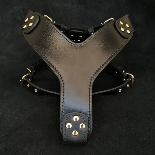 Miniatura 3 de Bestia Style - Arnés de piel auténtica para perros de razas medianas a extra grandes, arnés de chaleco antitirones, placa acolchada en el pecho