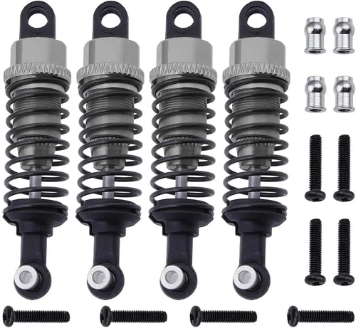 HobbyPark 4pcs Amortiguador de aluminio montado amortiguador reemplazo A949-55 para WLtoys 1/18 RC coche A959 A979 K929 A959-B A969-B A979B (gris)