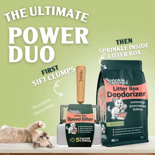 Miniatura 2 de Sprinkle & Sweep Desodorizador de Caja de Arena – Desodorizante de arena para gatos no tóxico y seguro para gatitos – Elimina instantáneamente