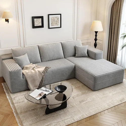 Miniatura 24 de Sofá seccional modular Cloud de 107.5 pulgadas con 1 otomana, sofás tapizados modernos minimalistas, cómodo sofá en forma de U para sala de estar