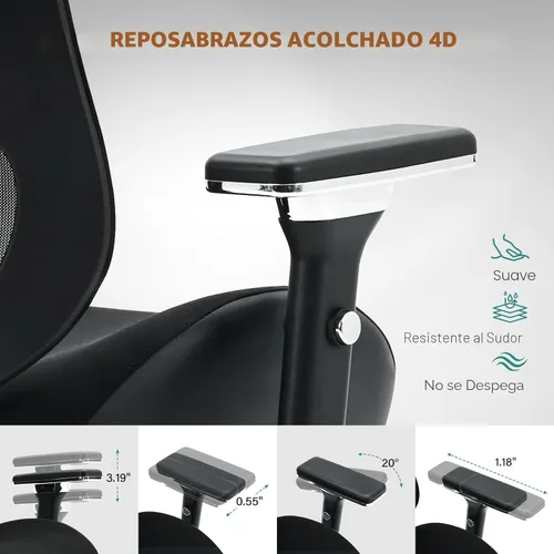 Miniatura 5 de Silla de oficina grande y alta de 750 libras con cojín de asiento ancho y grueso para personas pesadas, sillas de escritorio ergonómicas de malla