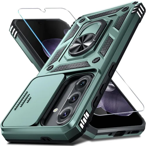Miniatura 12 de Janmitta Funda compatible con Samsung Galaxy A26 5G, funda integrada para lente de cámara deslizante + protector de pantalla + soporte de anillo