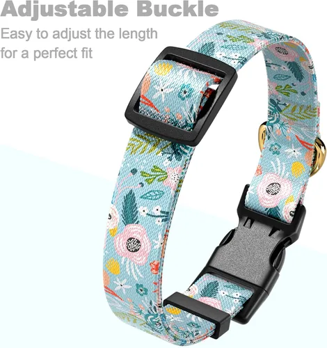 Miniatura 6 de Rnivvi Collar para perros pequeños, lindo collar floral resistente ajustable para cachorros con hebilla de liberación rápida para niño, niña