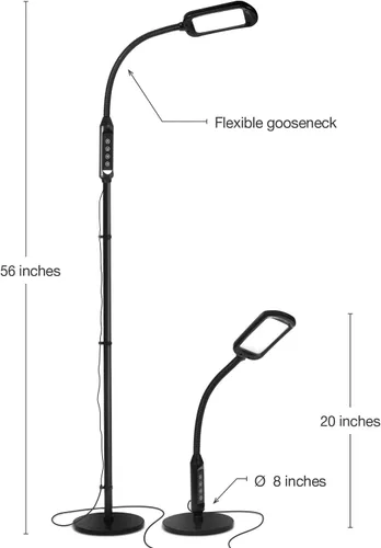 Miniatura 2 de Brightech Litespan - Lámpara LED de pie y escritorio 2 en 1, altura ajustable, sombras, cuello, luz esteticista para pestañas, lámpara de pie