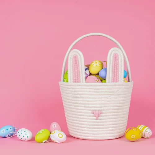 Miniatura 7 de CubesLand Cestas de Pascua para niños, juego de 2 cubos vacíos de conejo con asa, bolsas de cesta de caza de huevos de Pascua suaves y resistentes