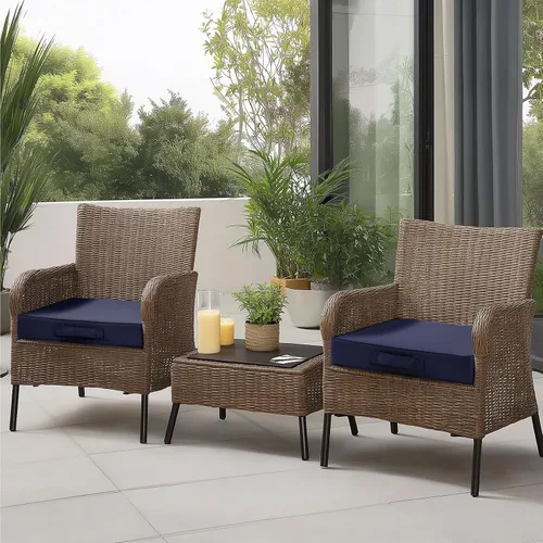 Miniatura 6 de Cojines para sillas de exterior, 22 x 22 x 3 pulgadas, impermeables, para sillas de patio, juego de 2 cojines de asiento de exterior de doble ribete
