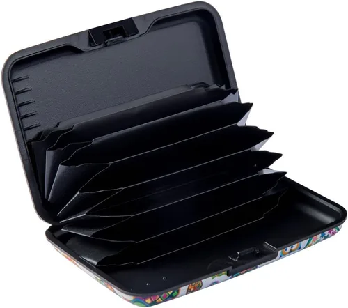 Miniatura 169 de ELFISH Mini cartera de aluminio RFID para tarjetas de crédito, funda de identificación de metal para hombres y mujeres, Happy Flower, Cartera Rfid