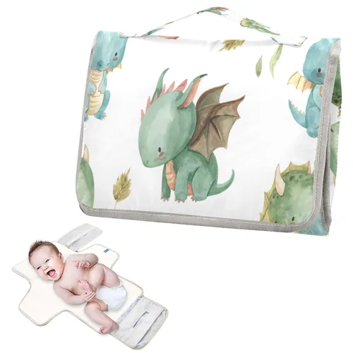 Miniatura 2 de Kigai Cambiador de pañales portátil con diseño de dragón lindo para bebé, impermeable y plegable, para baby shower, niñas y niños recién nacidos