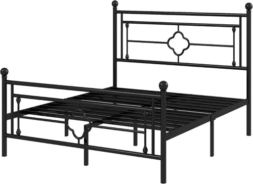 Miniatura 8 de Allewie Moderna base de cama tamaño Queen de plataforma metálica con cabecero y estribo vintage/base de colchón/almacenamiento debajo de la cama/