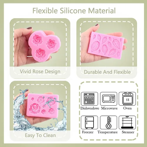 Miniatura 2 de Zixiang Molde de Caramelo de Flores de Rosa Moldes de Fondant de Hojas Moldes de Flores de Peonía Moldes de Silicona para Repostería Artística Pasta