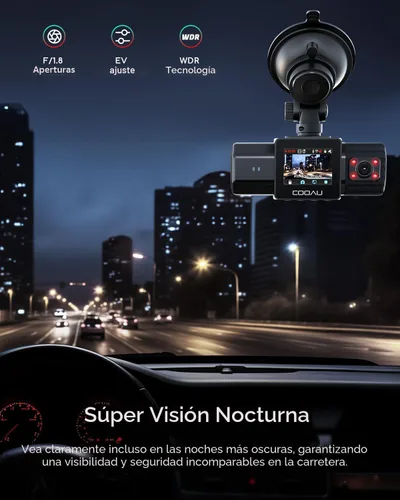Miniatura 3 de COOAU Cámara de tablero dual 2.5K+1080P, cámara de tablero frontal e interior, GPS y WI-FI integrados, cámara de tablero para automóviles, perfecta
