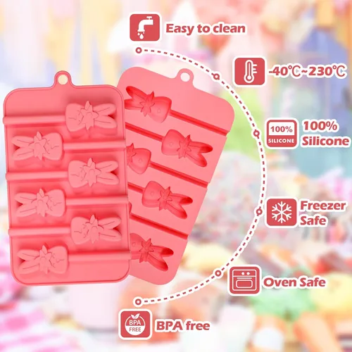 Miniatura 6 de Webake Moldes de piruleta de conejo para dulces de chocolate, 6 agujeros de silicona de conejo con palitos de piruleta, bonitos moldes de Pascua