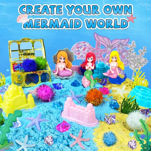 Miniatura 3 de YongnKids Juguetes de Caja de Arena Sensorial de Sirena para Niños Pequeños Niñas - Juguetes de Sirena para Niños Kit de Arena de Juego Juguete