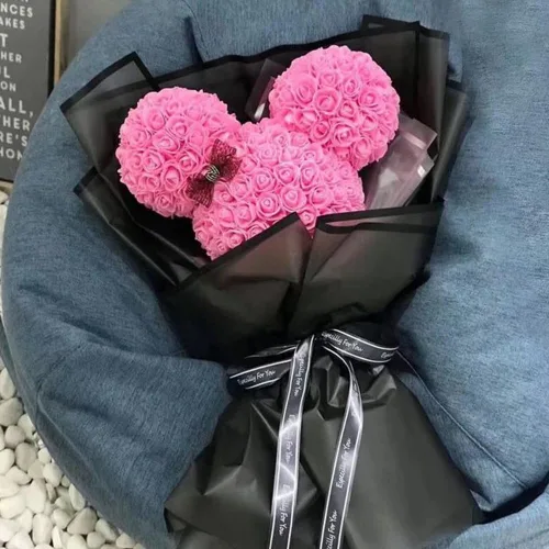 Miniatura 2 de Corkwaw 20 piezas de papel de regalo de borde negro para ramo del día de San Valentín, papel de embalaje de regalo floral impermeable de 23 x 23