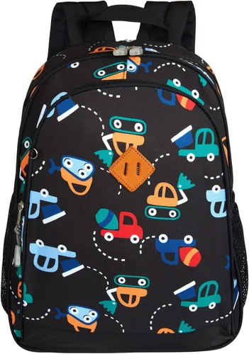 JinBeryl Mochila para niños pequeños de 15 pulgadas, mochila para niños preescolares o jardín de infantes, con correa para el pecho, Caricatura