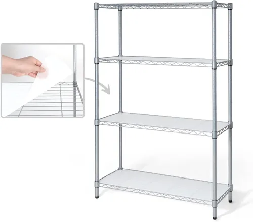 Fencer Wire NSF Estantería de alambre de altura ajustable con forro, estantería de almacenamiento de sótano, estantes de almacenamiento de acero